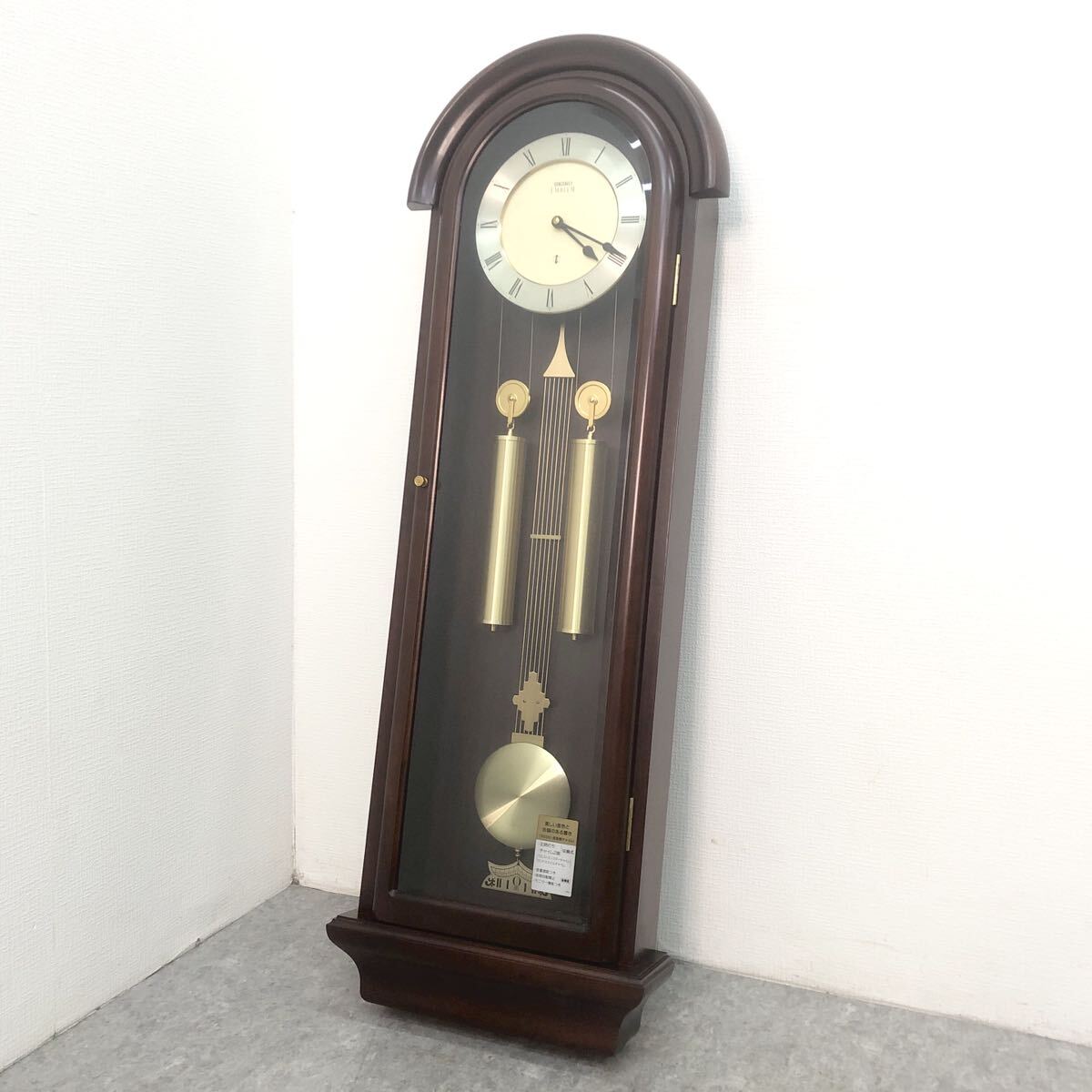□ SEIKO セイコー EMBLEM エンブレム 掛時計 振り子時計 柱時計 時計 レトロ 木製 ボンボン時計 高音質チャイム 掛け時計 □24032505の画像1