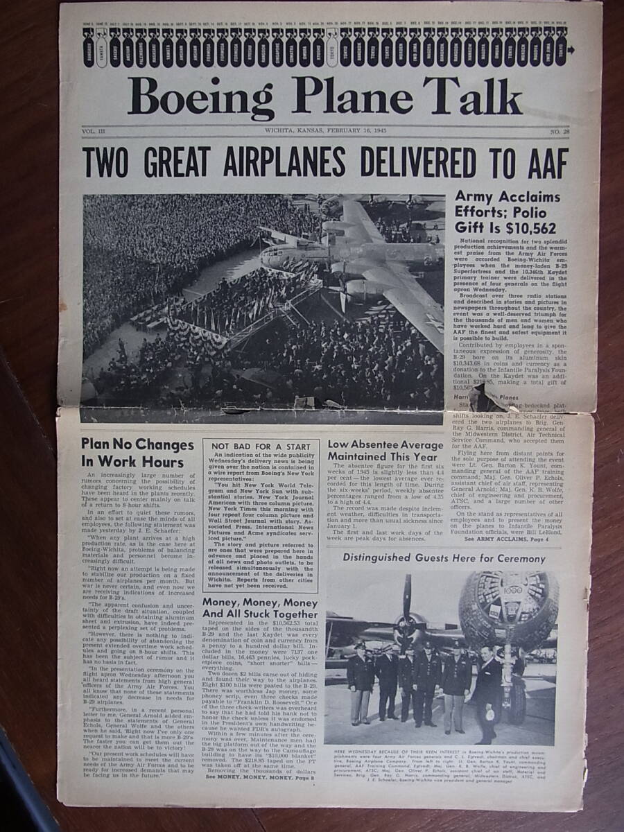 WWll B-29生産工場ボーイング航空機会社の社内報「Boeing Plane Talk」1945年2月16日号_画像1