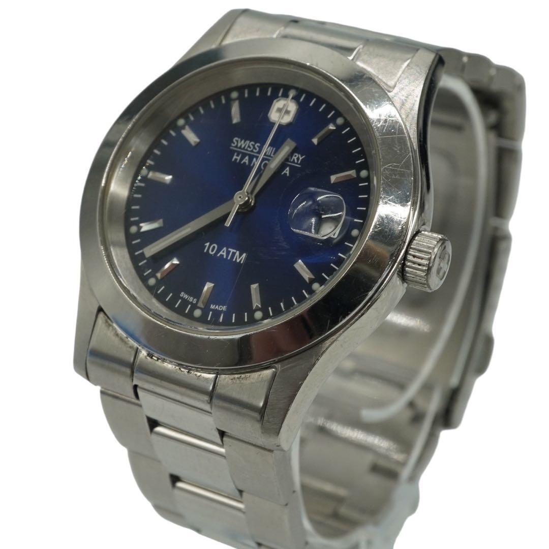 スイスミリタリー　腕時計　メンズ　デイト　アナログ　g2 ステンレスベルト　青_画像2