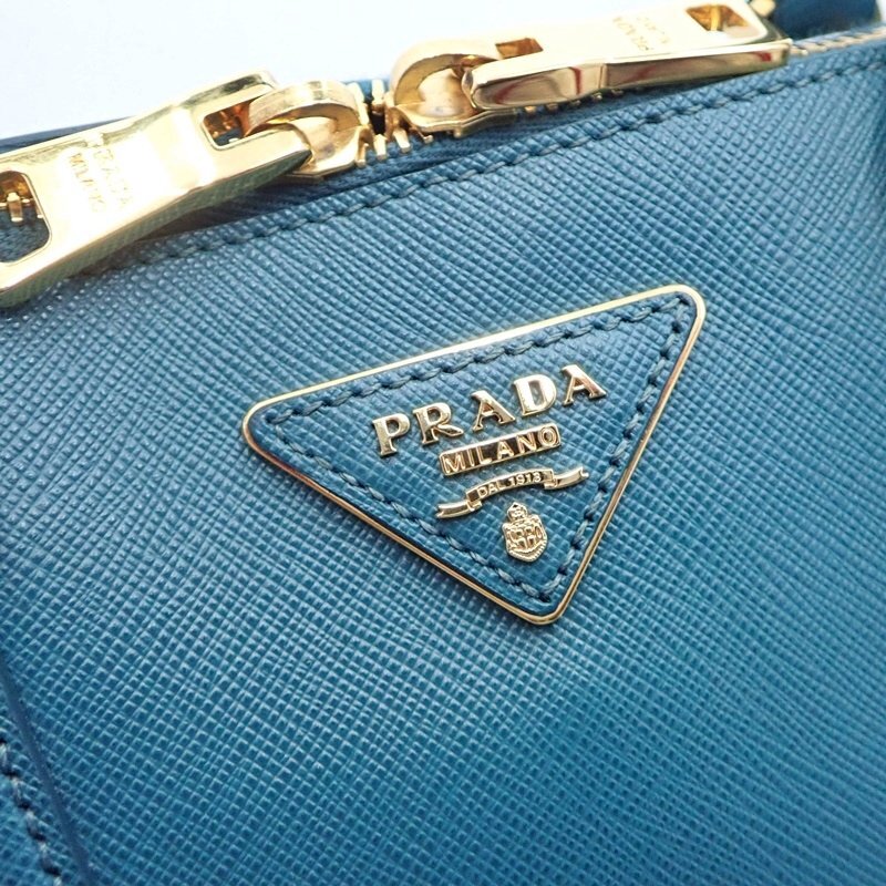 【 美品 】 プラダ サフィアーノ BL0837 2way ハンドバッグ ショルダーバッグ OTTANIO ブルーグリーン系 付属品有 PRADA_画像4