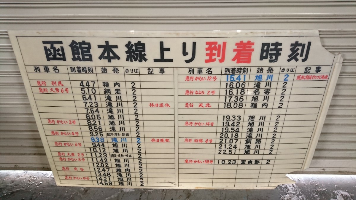 アクリル製看板 その１ 函館本線上り到着時刻表 欠けあり 鉄道 _画像1