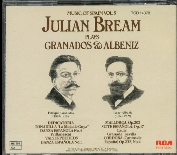 【RCA】ジュリアン・ブリーム・プレイズ・グラナドス＆アルベニス  ギター  -A617- CDの画像2