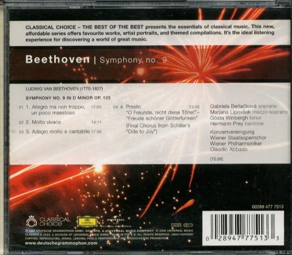 【DG】ベートーヴェン　交響曲第9番「合唱」　アバド、ウィーンフィル　　-A800-　CD_画像2
