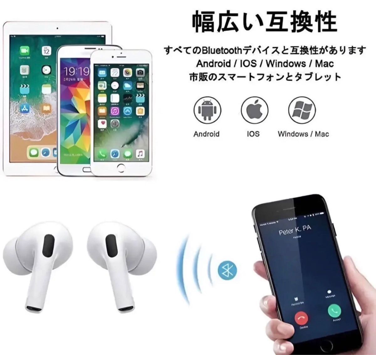 新品未開封 2023最新型 Bluetooth 5.3 ワイヤレスイヤホン ノイズキャンセリング AirPods Pro型イヤホン