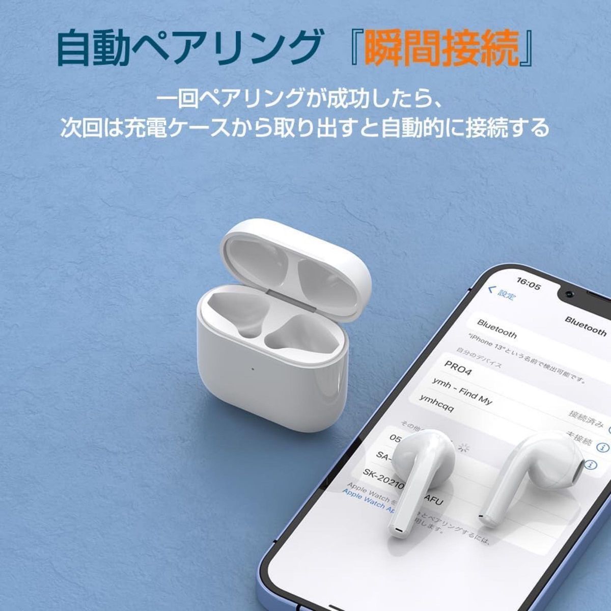 箱付きBluetooth ワイヤレスイヤホン ENCノイズキャンセリング AirPods互換 高音質　