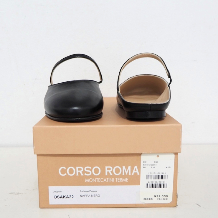  новый товар обычная цена 24200 иен Италия производства koruso Rome 9 Flat подошва шлепанцы чёрный черный 36 22.5cm 23cm CORSO ROMA 9 сандалии кожа обувь BEARDSLEY