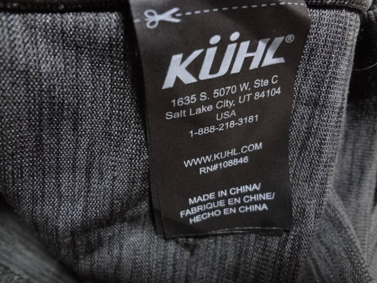 KUHL BORN IN THE MOUNTAINS アウトドア クール キュール ハーフジップ 薄手長袖 Tシャツ グレー SMALL の画像7