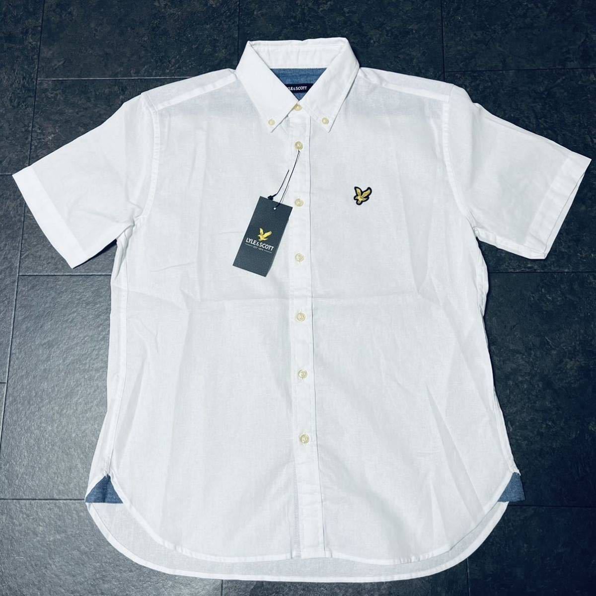 M size la il and Scott short sleeves shirt men's new goods one Point badge spring summer thin white button down cotton 100% free shipping 