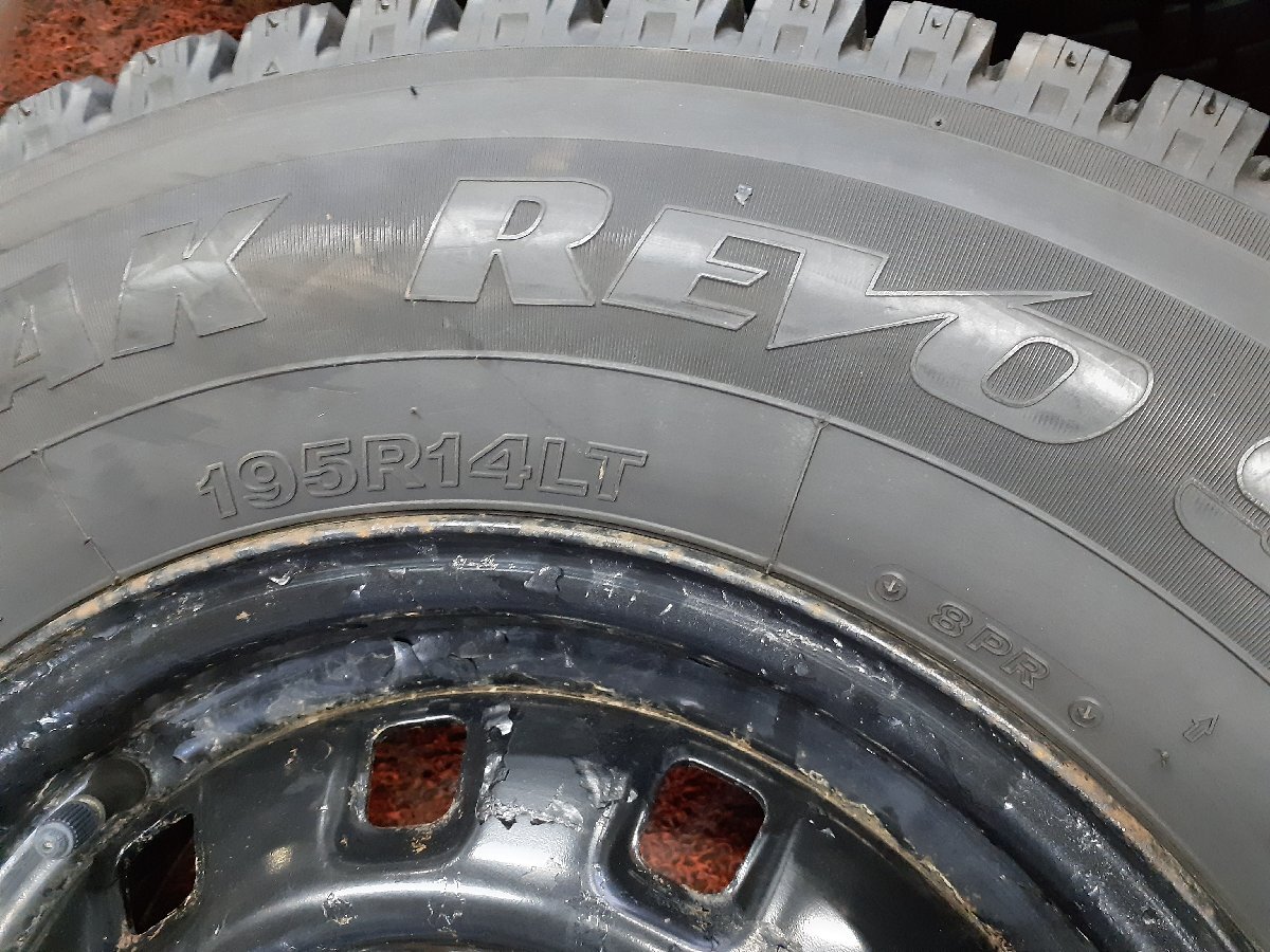 オパF5164■175R14 LT 8PR/195R14 LT 8PR　4本価格　BRIDGESTONE BLIZZAK REVO969　TOPY　送料無料 冬 14×5J +38 6穴 PCD139.7消防_画像4