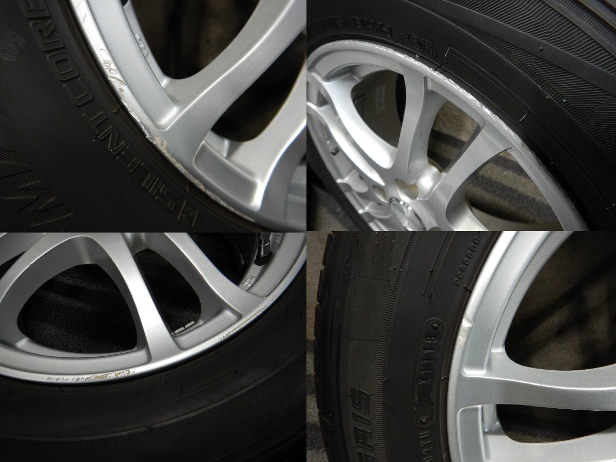 パT8696■175/65R15 DUNLOP LEMANS V 社外 5.5J 4H +48 PCD100 夏タイヤ★条件付送料無料★フィット アクア ヴィッツ カローラ キューブの画像3