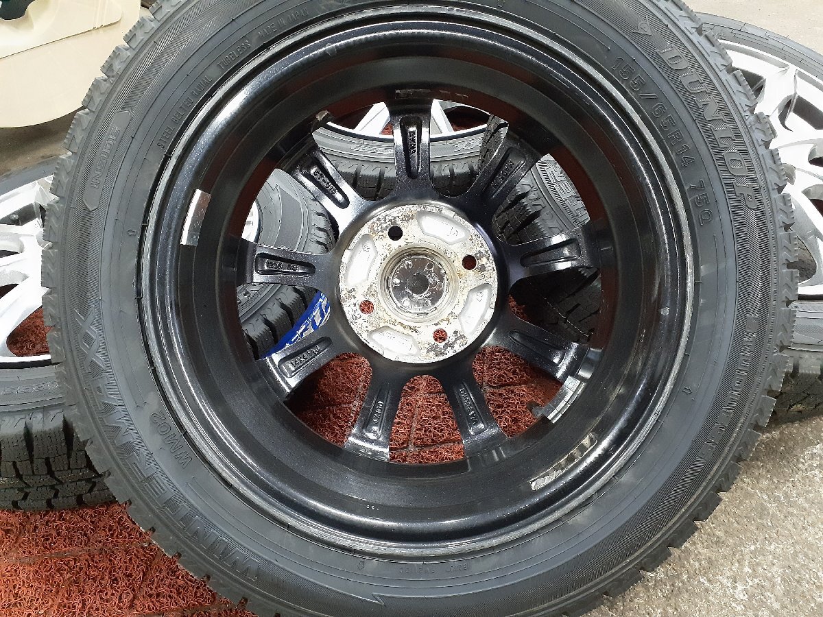 J1F5198■155/65R14 75Q　4本価格　DUNLOP WINTER MAXX 02　STRATEGY　送料無料 冬 新品タイヤ ’23年 14×4.5J +45 4穴 PCD100 ハブ径73㎜_画像4