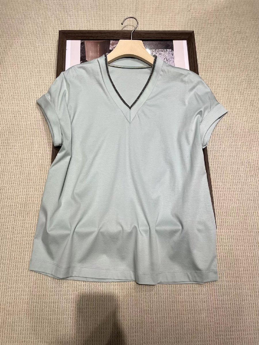 Brunello Cucinelli　ブルネロクチネリ　ブラウス　Tシャツ　トップス　Vネック　レディース　Ｌ_画像1