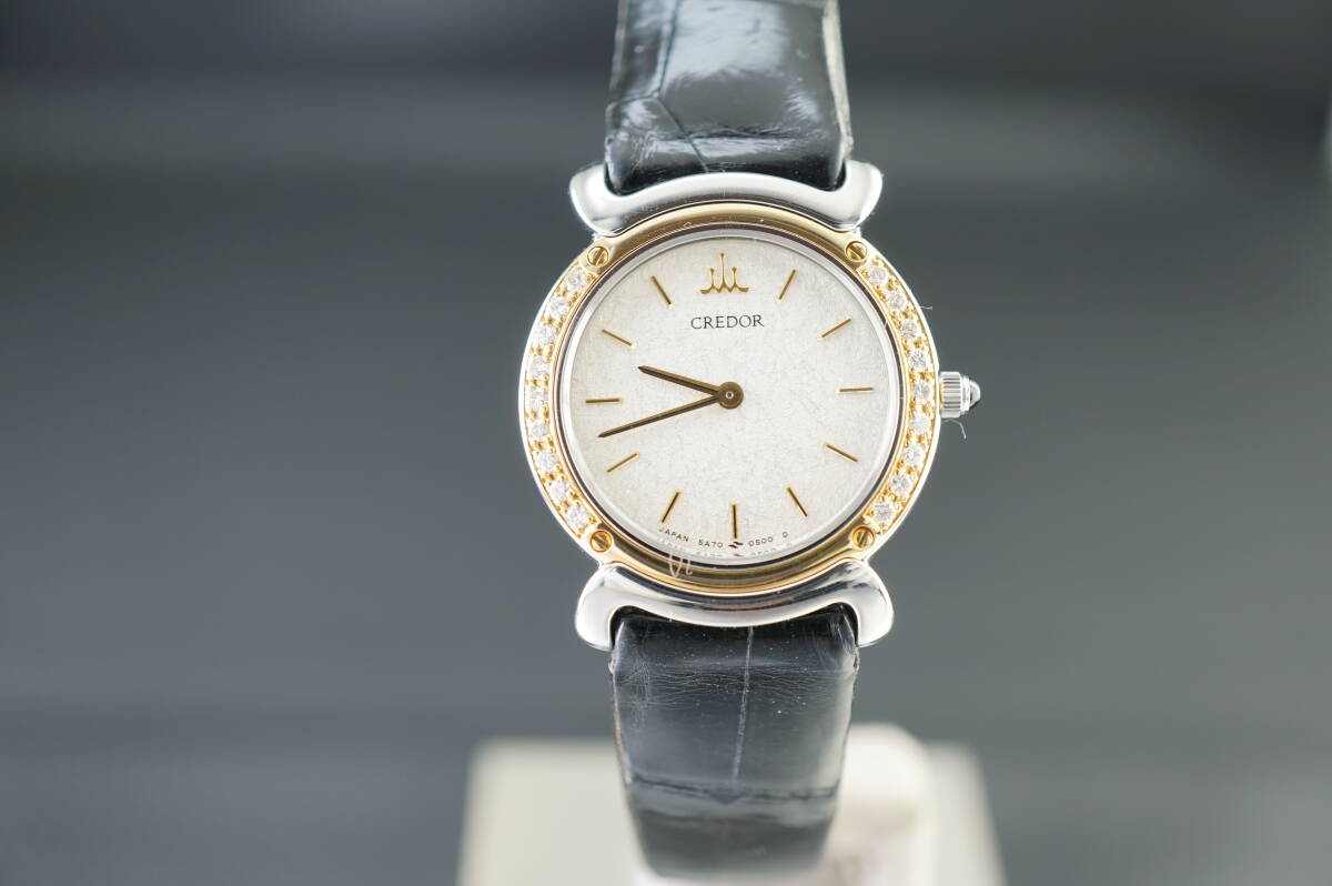 特価ブログのポータルサイト 良品♪【B2/20-8 AB41】18KTベゼル ダイヤ入り★SEIKO/セイコー クレドール 5A70-0290 レディース 電池交換済み稼働品★ クレドール
