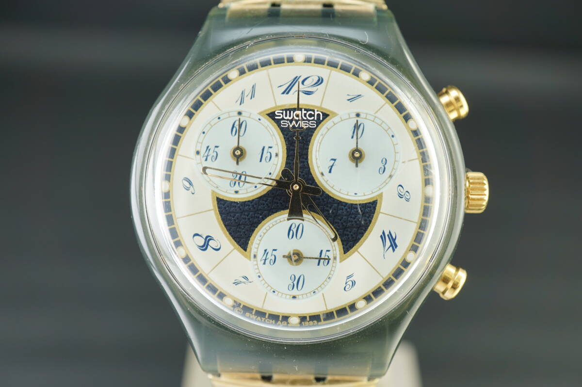 【B7/20-Y AB65】★swatch/スウォッチ クロノグラフ クオーツ メンズ腕時計 稼働品★_画像2