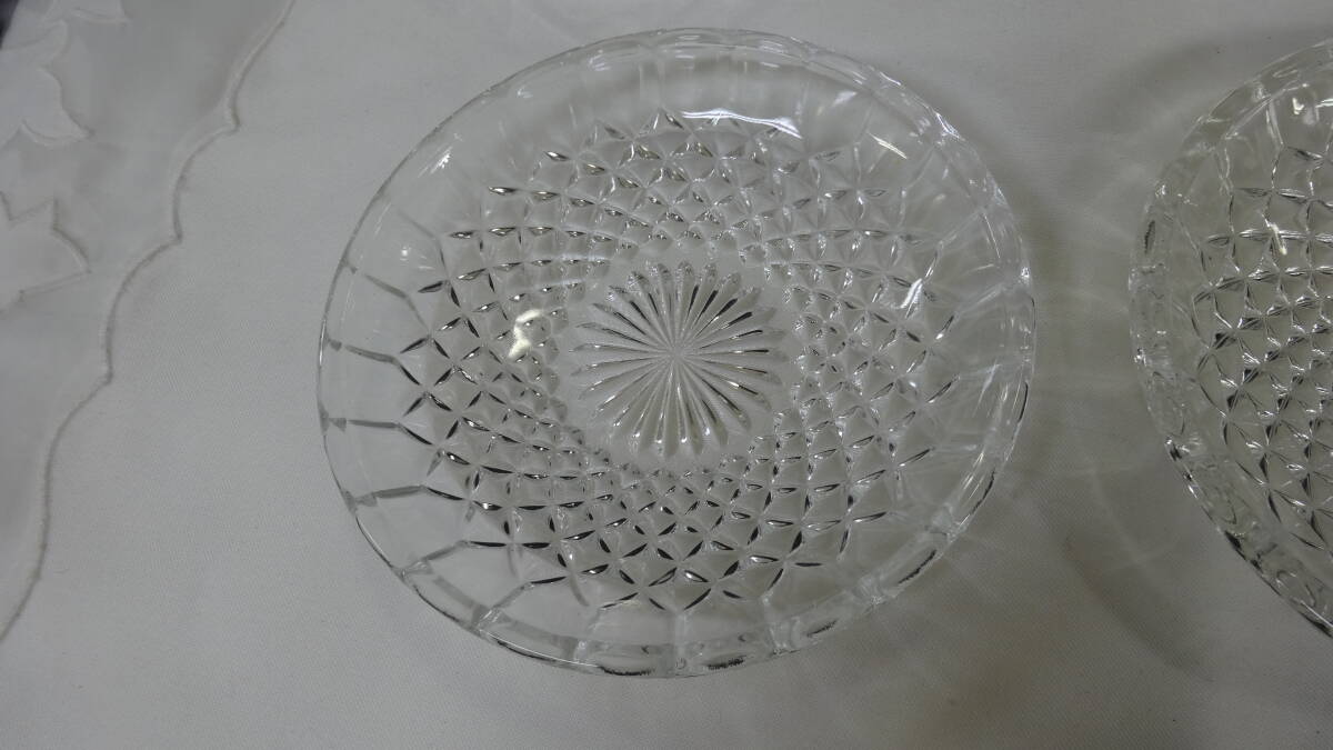 【ガラス製 小皿 10枚まとめて】3種類 メーカー不明 昭和レトロ アンティーク ガラス 食器【B8-3①】0312の画像5