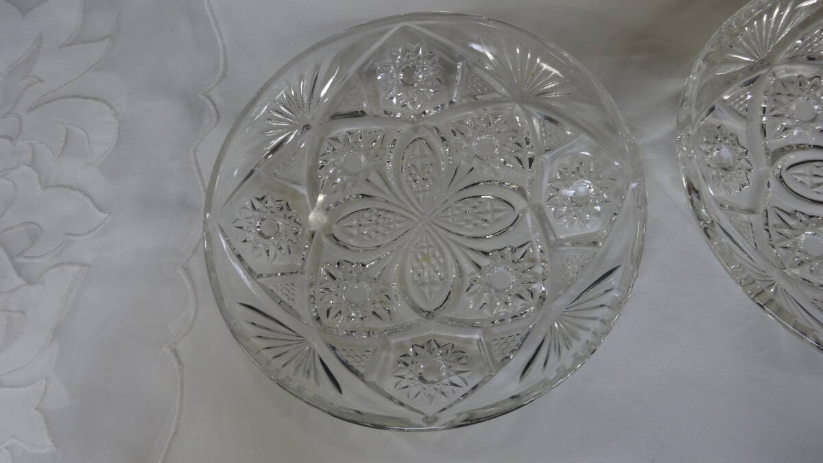 【ガラス製 小皿 10枚まとめて】3種類 メーカー不明 昭和レトロ アンティーク ガラス 食器【B8-3①】0312の画像7