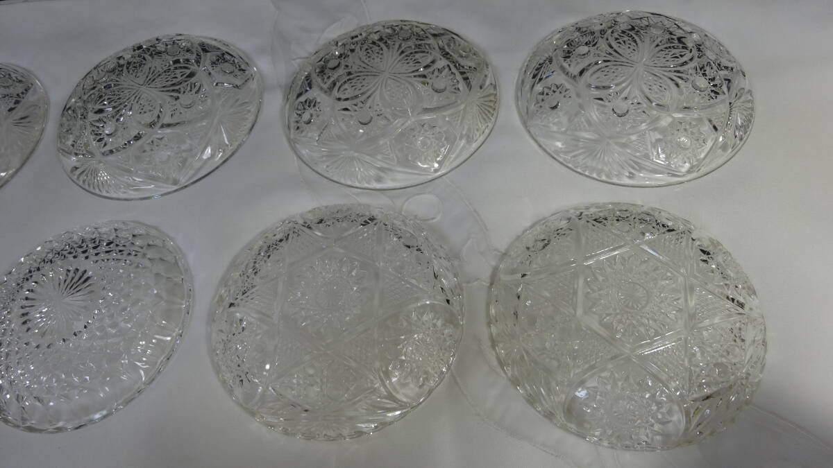 【ガラス製 小皿 10枚まとめて】3種類 メーカー不明 昭和レトロ アンティーク ガラス 食器【B8-3①】0312の画像10