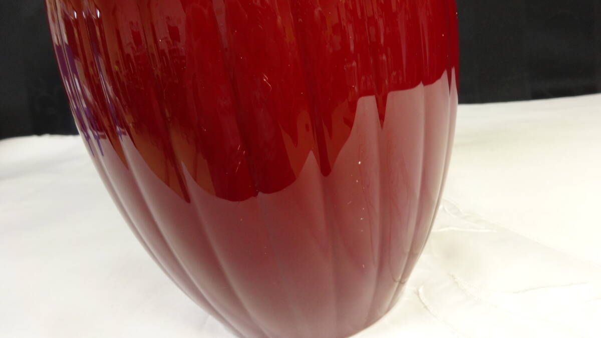 【ノリタケ レッド系 花瓶】Noritake Studio Collection BONE CHINA フラワーベース 花器 高さ 約24.8cm 陶器 インテリア【B8-3①】0313_画像4