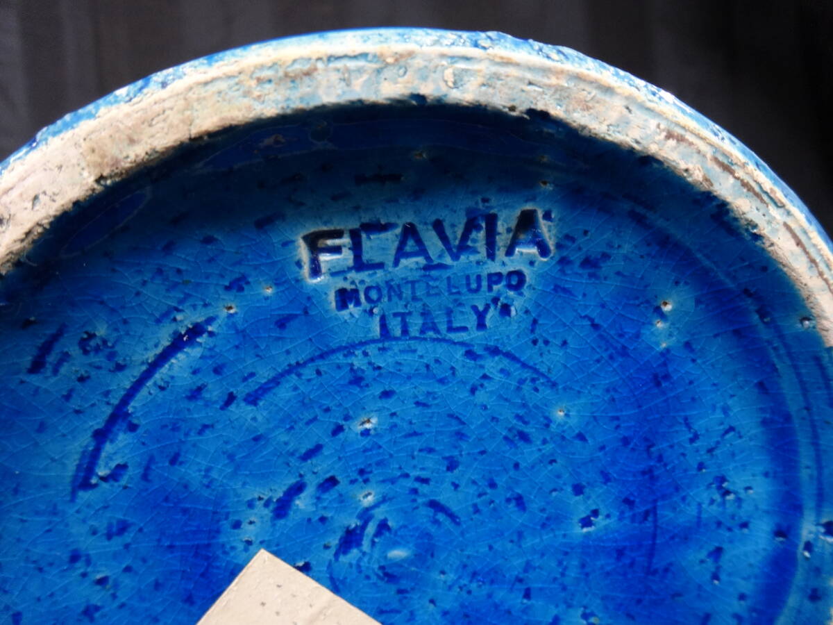 [FLAVIA цветок основа ] б/у fla vi aMONTELUPO ваза ваза для цветов . оттенок голубого Италия производства высота примерно 25.8cm керамика интерьер [B6-4②]0328