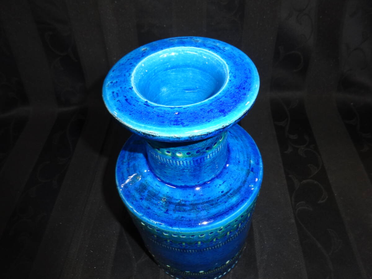 [FLAVIA цветок основа ] б/у fla vi aMONTELUPO ваза ваза для цветов . оттенок голубого Италия производства высота примерно 25.8cm керамика интерьер [B6-4②]0328