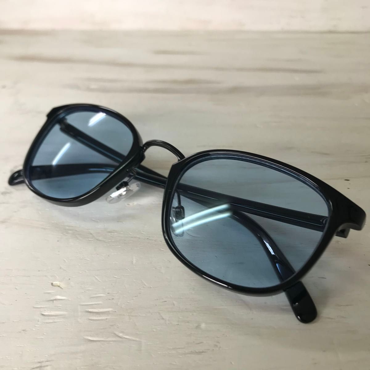 サングラス ブルーレンズ ウェリントン メガネ 伊達眼鏡 メンズ レディース  薄い色 目が透ける カラーレンズ　デート　ドライブ