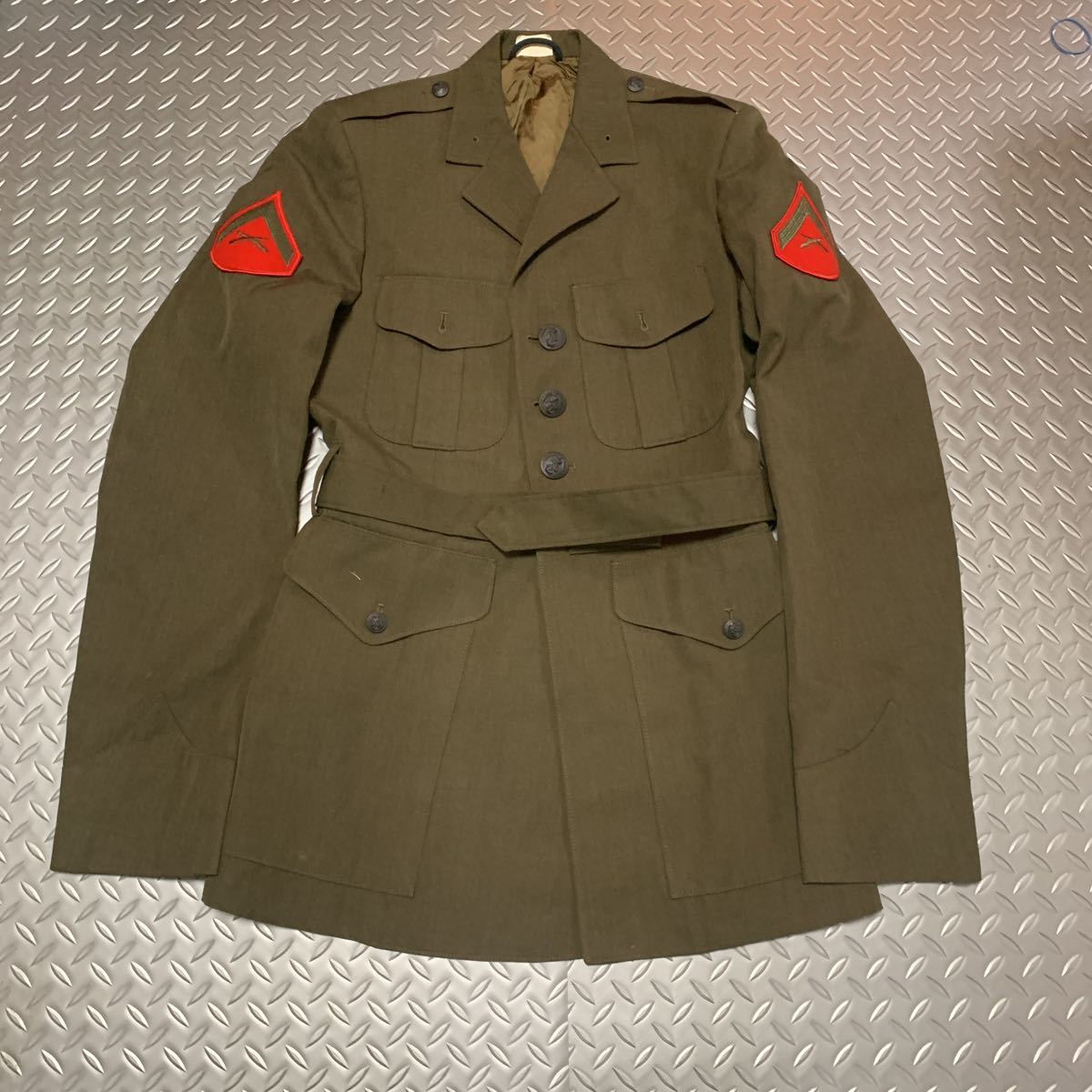 米軍 USMC ナポレオンジャケット 制服 軍用 軍物 軍モノ ミリタリー サイズ 37-L OD コスプレ サバゲー アメリカ 古着_画像1