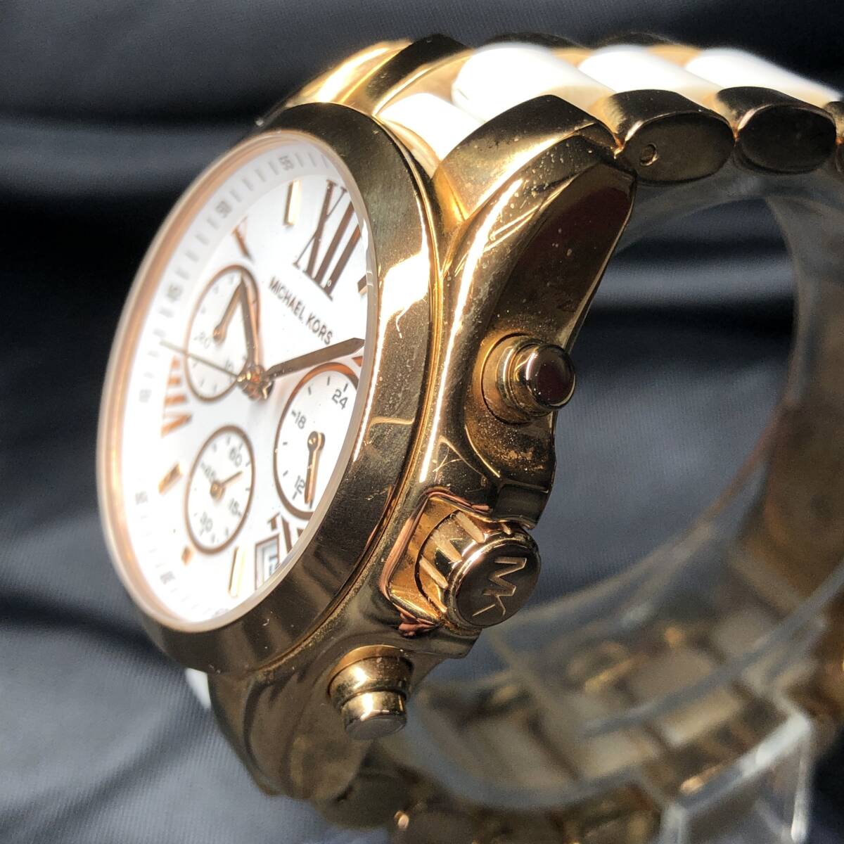 MAICHAEL KORS マイケルコース 腕時計 MK-5907 クロノグラフ デイト レディース ゴールドカラー 3針 24c菊RH _画像4