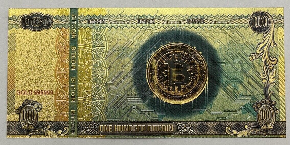 ビットコイン 紙幣 ゴールド 24K 金 金運 100BTC 1枚 仮想通貨_画像2