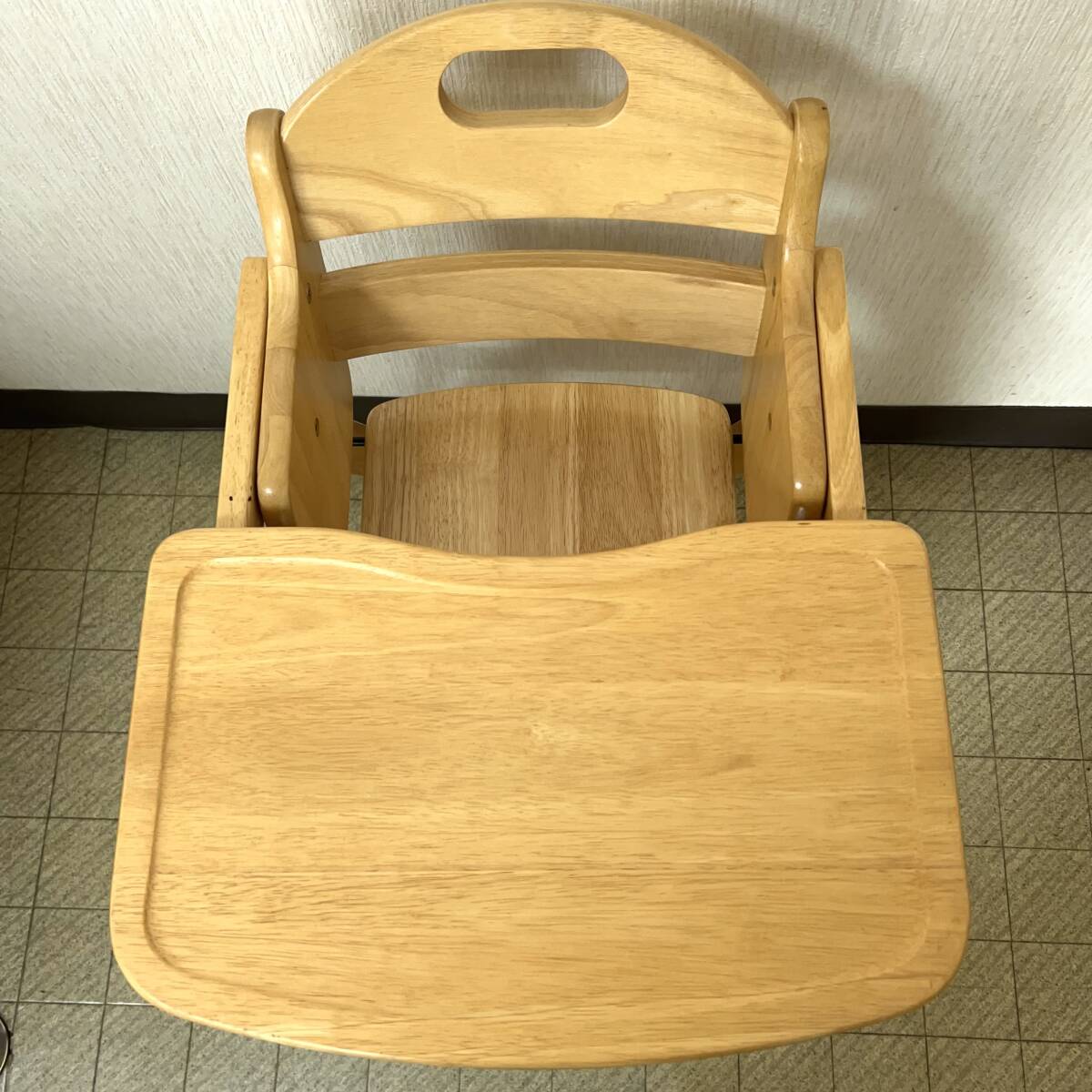 #KATOJI Kato ji wooden high chair folding table natural tree beautiful goods # width 450mm× depth 635mm× height 810mm bearing surface. height 490mm#