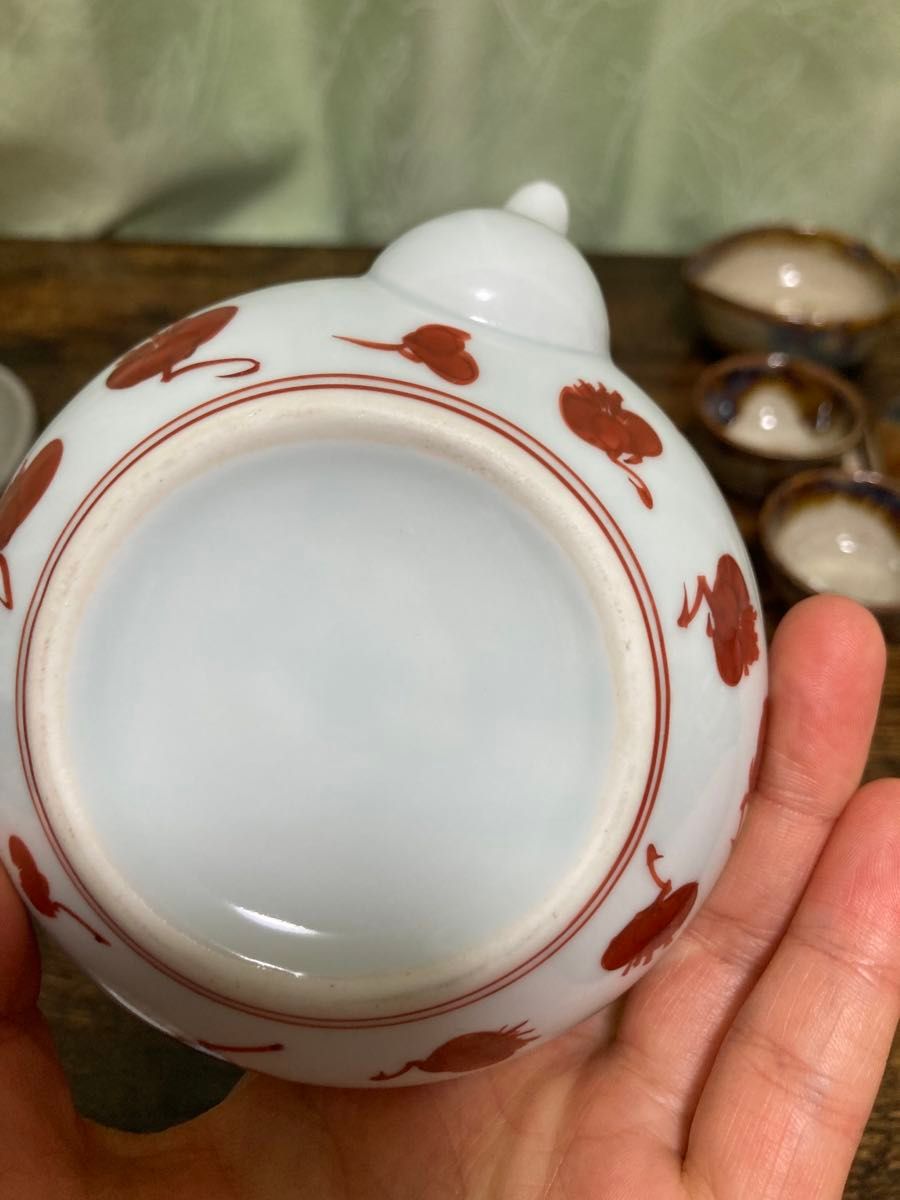 古伊万里 舘林源右衛門作土瓶 赤絵急須約高さ6cm 直径10cm 古伊万里 舘林源右衛門作土瓶 赤絵急須約高さ6cm 直径10cm