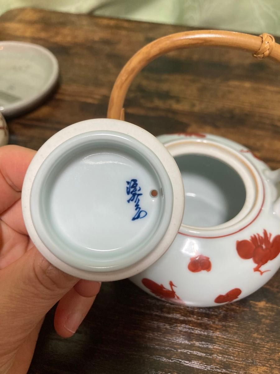 古伊万里 舘林源右衛門作土瓶 赤絵急須約高さ6cm 直径10cm 古伊万里 舘林源右衛門作土瓶 赤絵急須約高さ6cm 直径10cm
