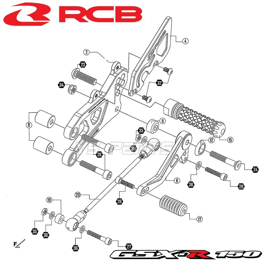 レーシングボーイ(RCB)調整式アルミCNCバックステップ銀 GSX-S125/GSXS125/GSX-R125/GSXR125[Al-Zn-Mg-Cu超々ジュラルミン採用]の画像10