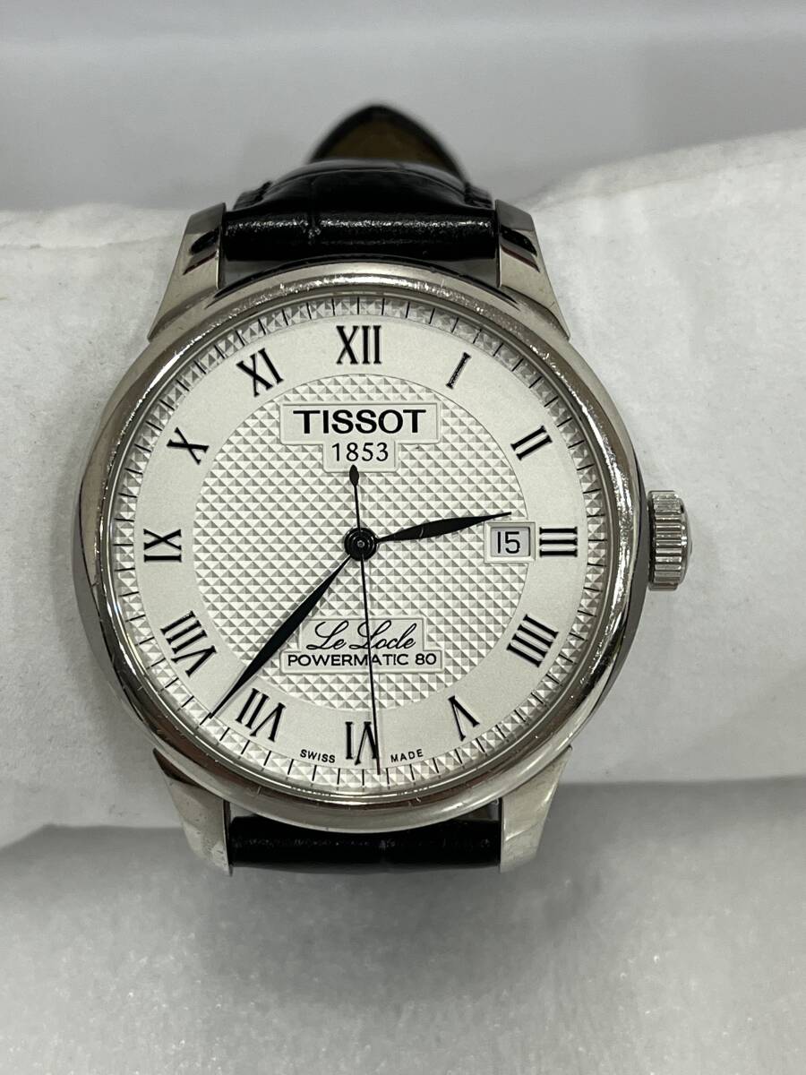 G「19173」TISSOT ティソ Le Locle ル・ロックル 腕時計 自動巻き アナログ POWERMATIC 80搭載 シルバー デイトT0064071603300　革ベルト_画像2