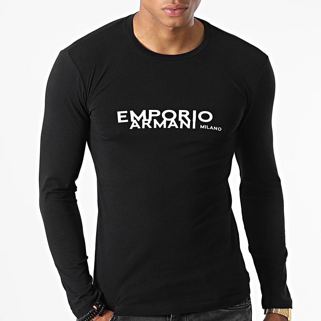 送料無料 48 EMPORIO ARMANI エンポリオアルマーニ 111023 2F725 ブラック Tシャツ 長袖 ロゴ size L_画像3