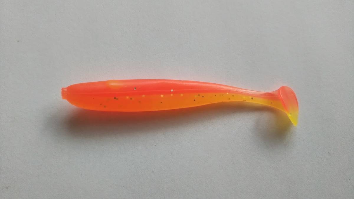  soft material Shad tail wa-m[ orange ] orange color 7cm 2.2g 10 pcs set root fish Rock Fish black bus bastard halibut postage 94 jpy 