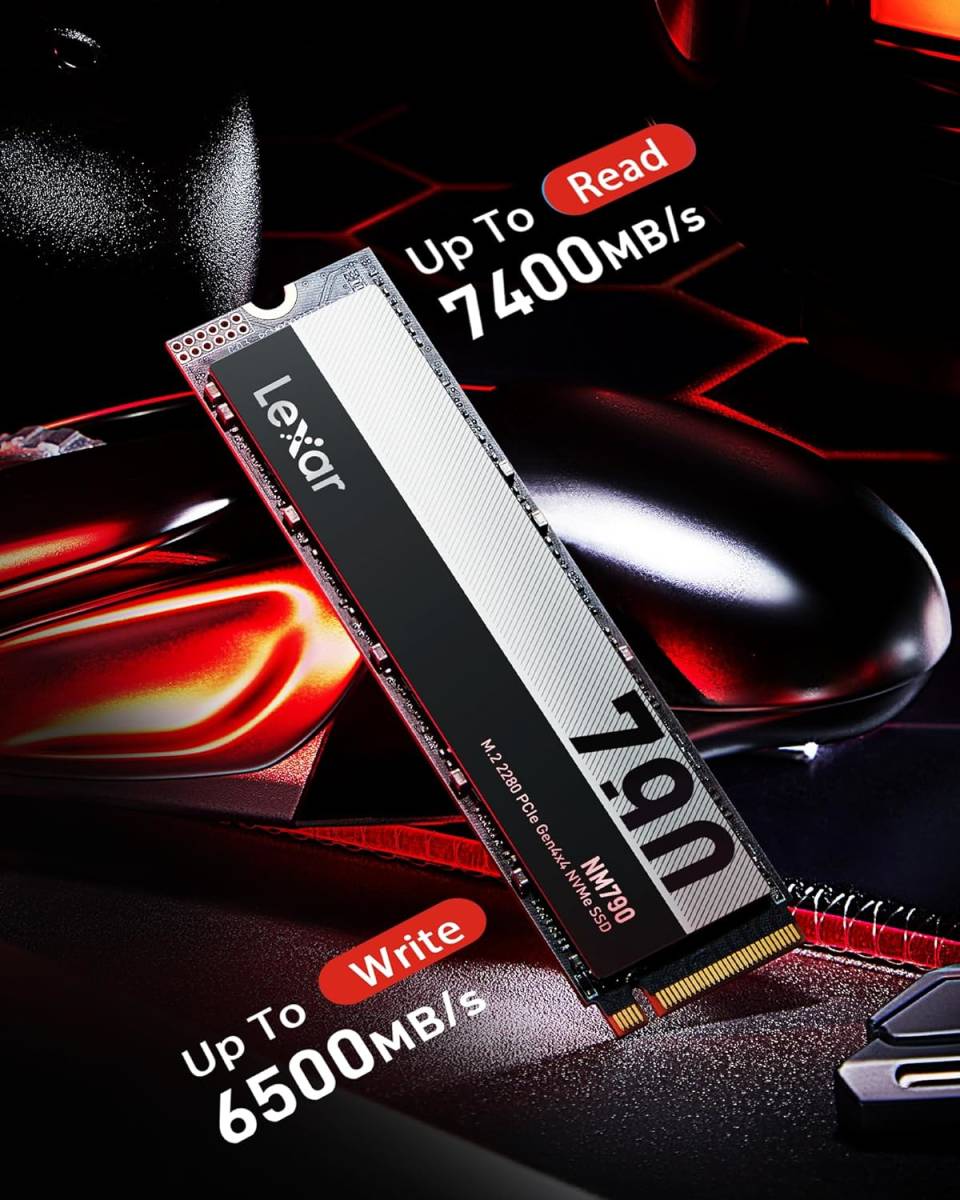 Lexar 2TB NVMe SSD グラフェン放熱シート PCIe Gen 4×4 最大読込 7400MB/s 最大書込6500MB/s PS5確認済み M.2 Type 2280 内蔵 SSD 　　___画像7