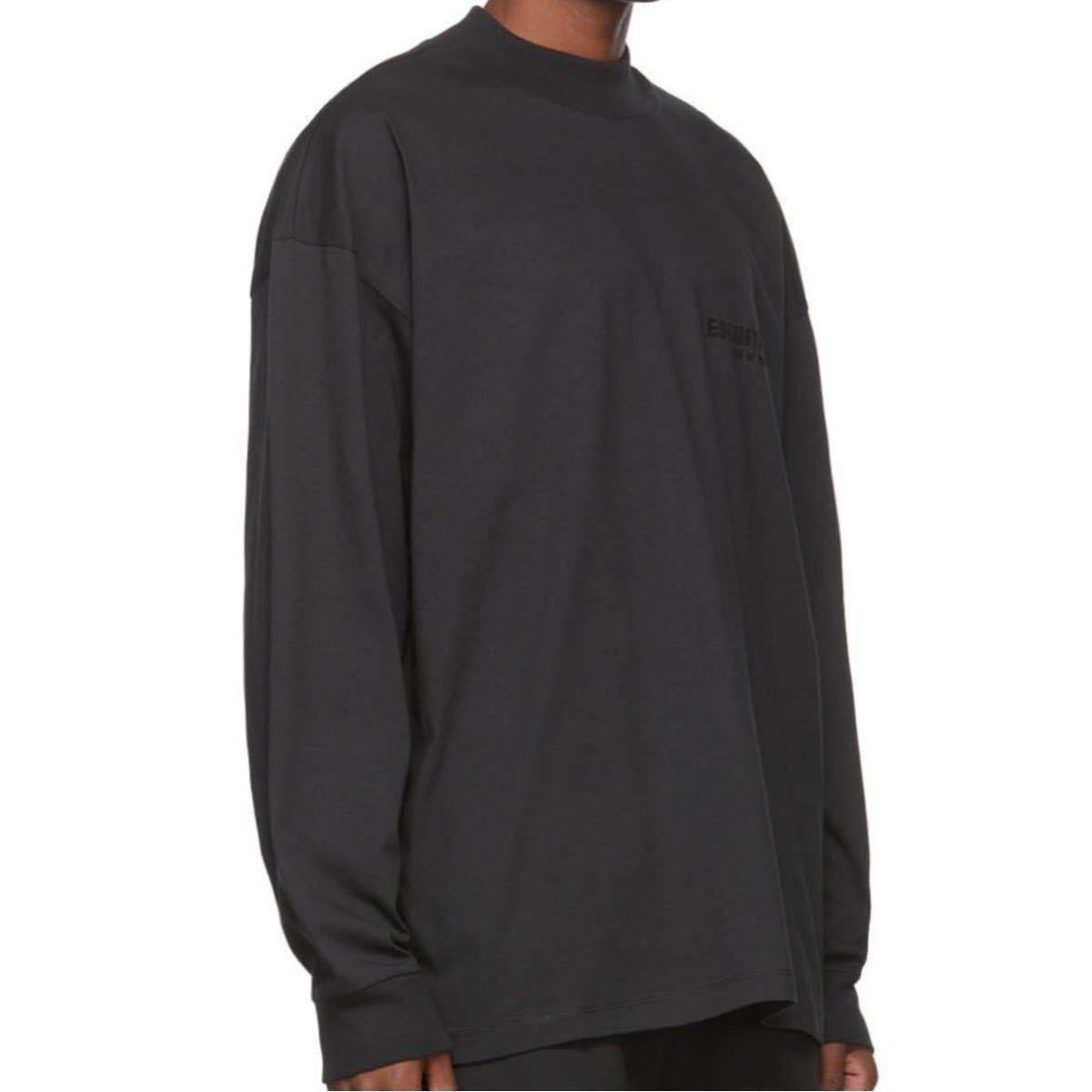 【XXL】黒 Essentials Logo L/S Tee ブラック Stretch Limo ストレッチリモ ロゴ ロンT Fear Of God フィアオブゴッド エッセンシャルズの画像3