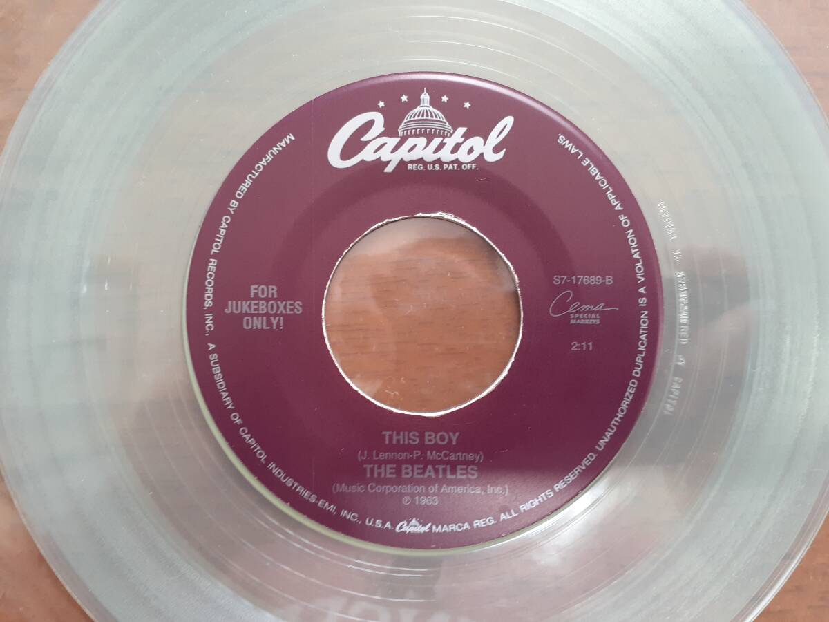 US Jukebox 7inch EP/mono モノラル 高音質/I Want To Hold Your Hand, This Boy/CEMA Capitol/S7-17689/Clear Wax_画像3