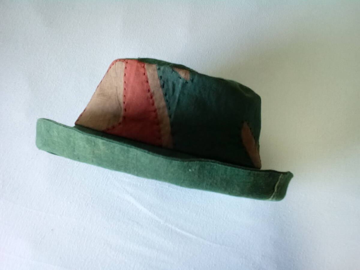  kimono remake Indigo . ground thickness green furoshiki persimmon .. little ... easy hat 