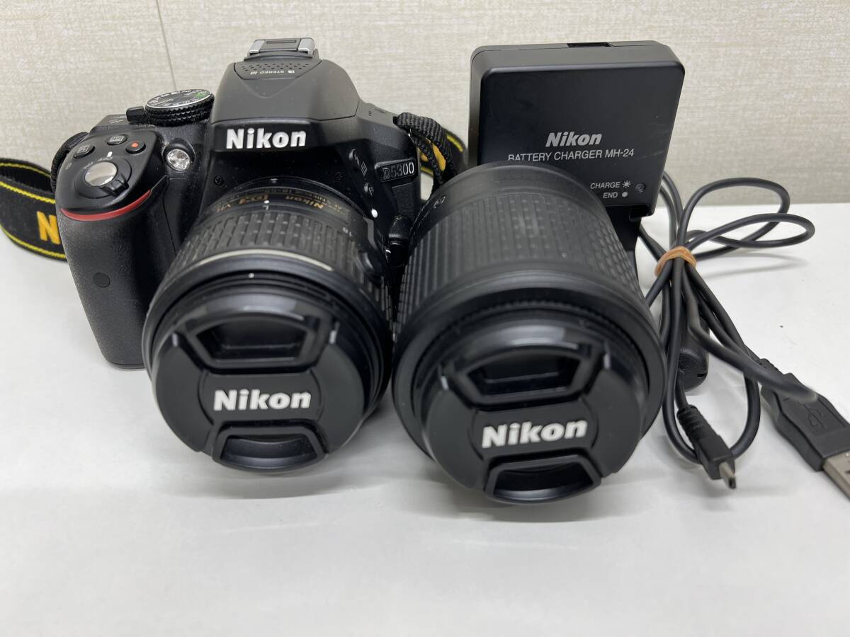 １円～　【美品】 Nikon ニコン D5300 AF-S 18-55mm　VR　別レンズ付き　55-20ｍｍ　VR_画像1