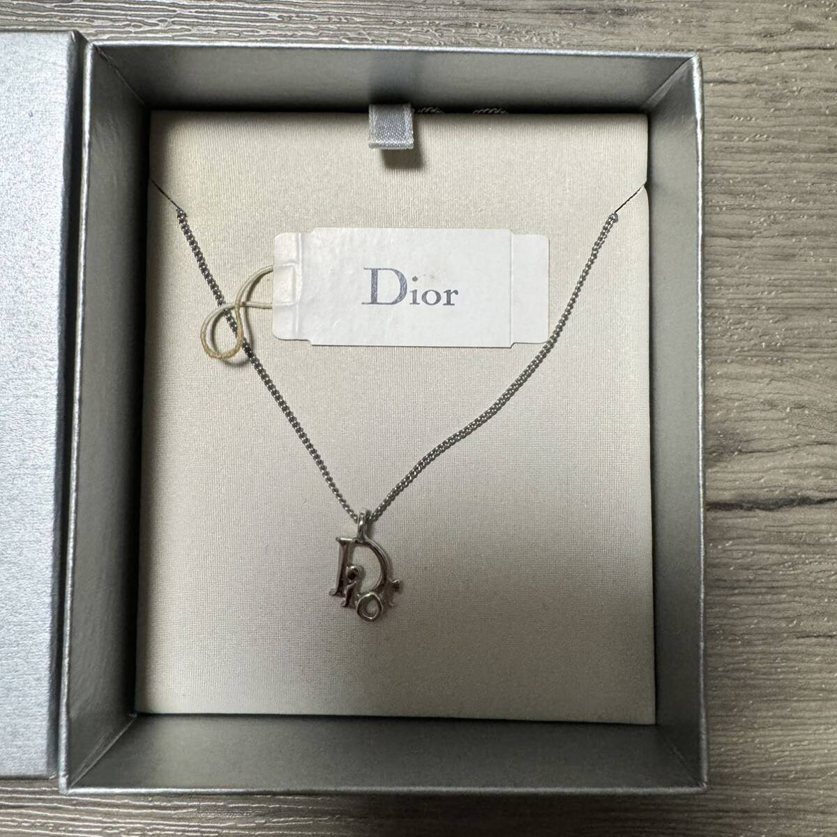 1円 Christian Dior ネックレス ディオール ロゴ シルバー 箱付