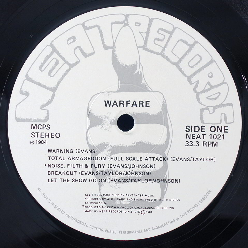 LP/UK盤/Warfare/Pure Filth/84年/Neat Records/Neat 1021/７”シングル付属/_画像4