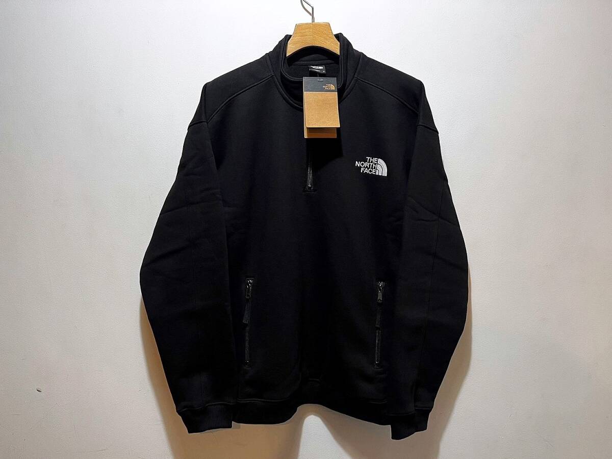 新品 正規品 USA限定 The North Face ノースフェイス US-XL 希少ハーフジップ ヘビーウエイトスエット フリースジャケット 黒_画像2