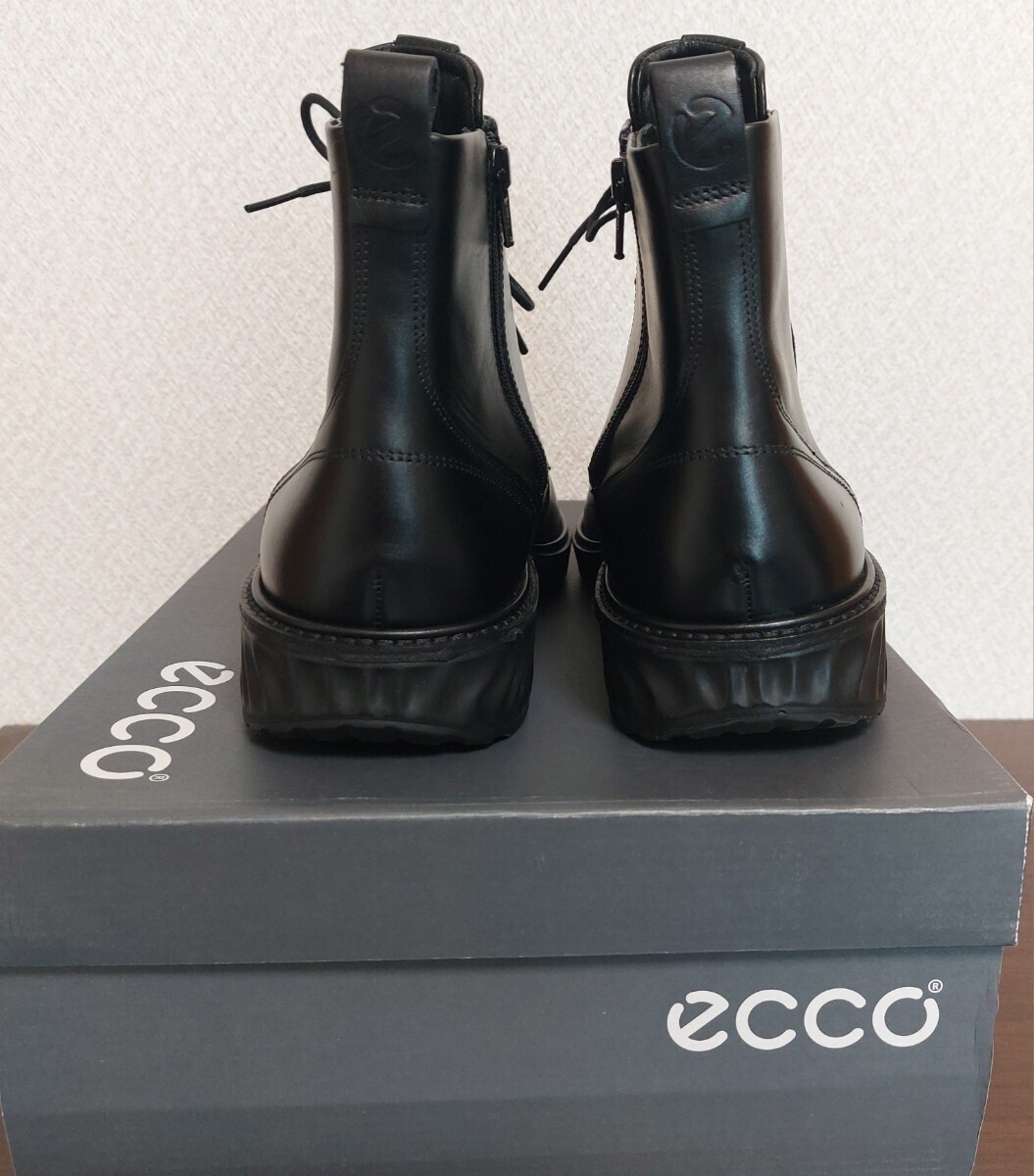 （良品） ecco　エコーシューズ　メンズ　ショートブーツ　レザー　ブラック 黒　サイズ EU41 26cm〜26.5cm_画像6