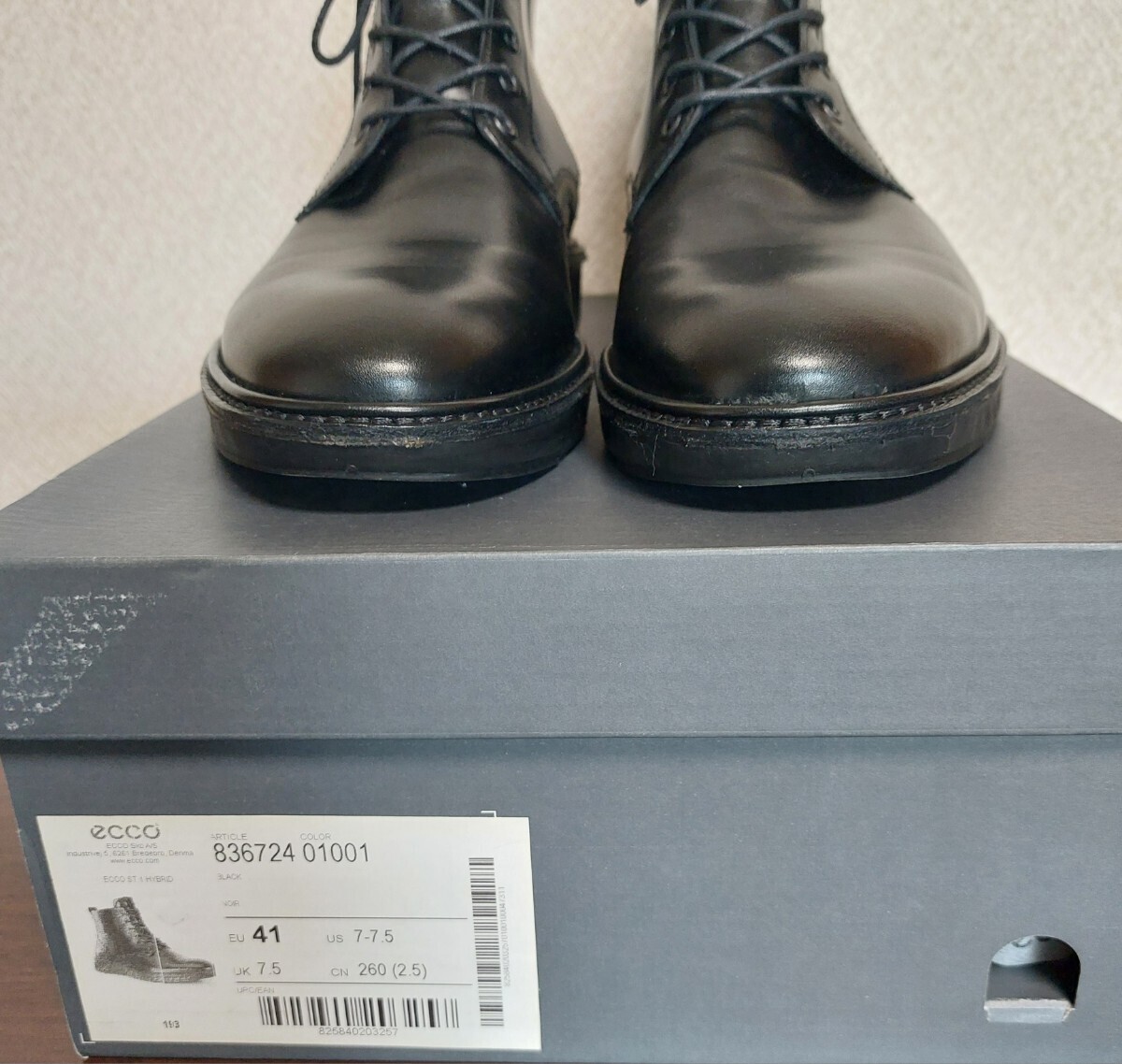 （良品） ecco　エコーシューズ　メンズ　ショートブーツ　レザー　ブラック 黒　サイズ EU41 26cm〜26.5cm_画像3