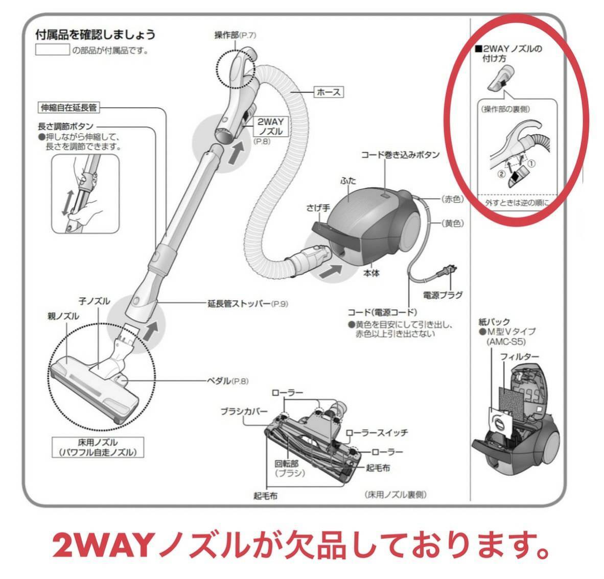 Panasonic 紙パック式電気掃除機 600W 「軽い」と「ハイパワー」を両立 MC-PK17G-N(ローズゴールド) 2016年製 中古動作品_画像10