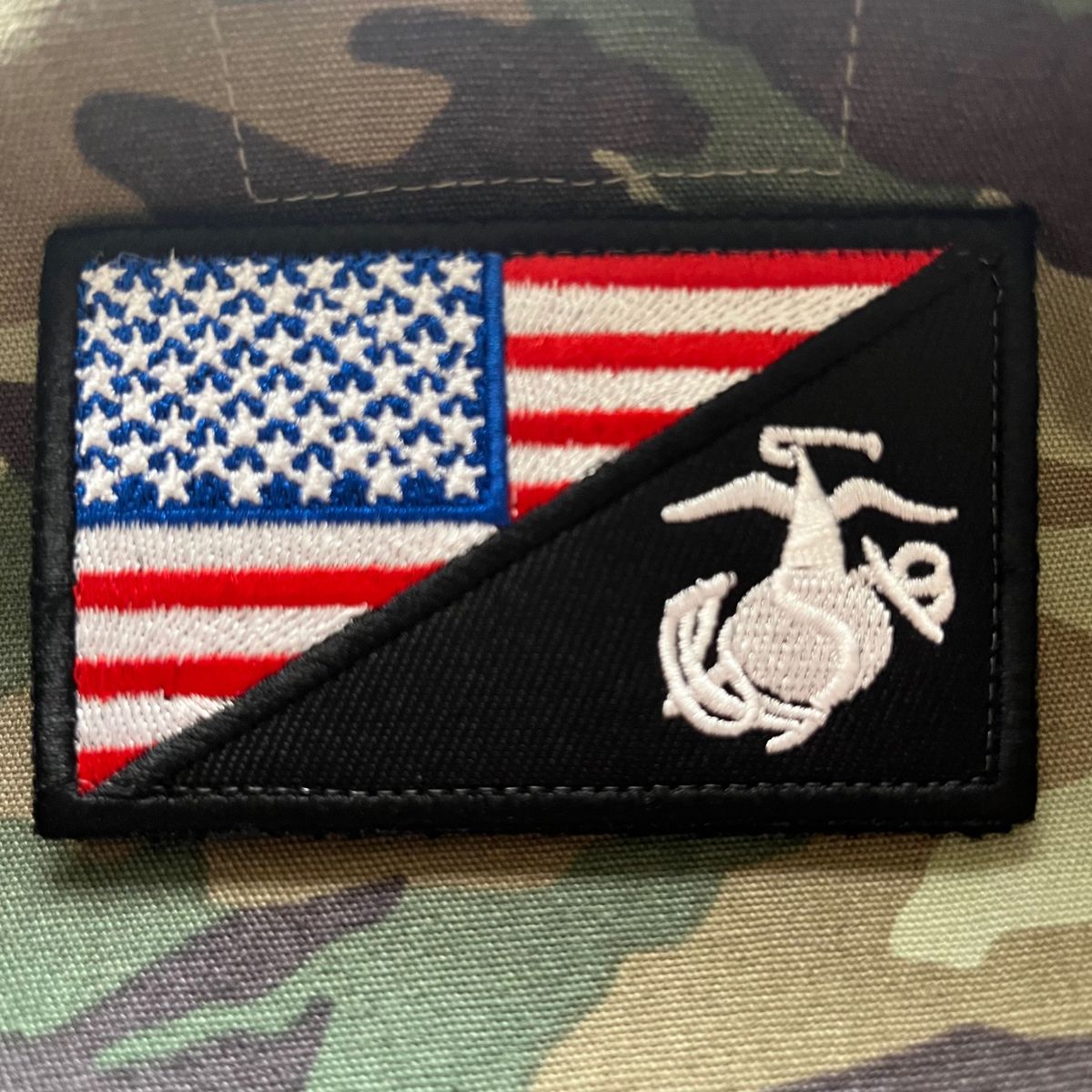 USA FLAG USMC MARINE ミリタリー 刺繍 パッチ ワッペン ホワイトレッド 国旗 星条旗 米軍 海兵隊 マリーン