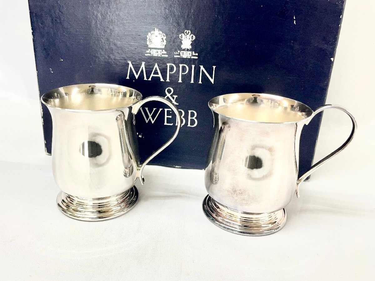 1 jpy start *[Mappin&Webb. sake cup set ]ma pin and web silver plate . half structure sake cup and bottle glass tableware glass pawnshop Union unused 