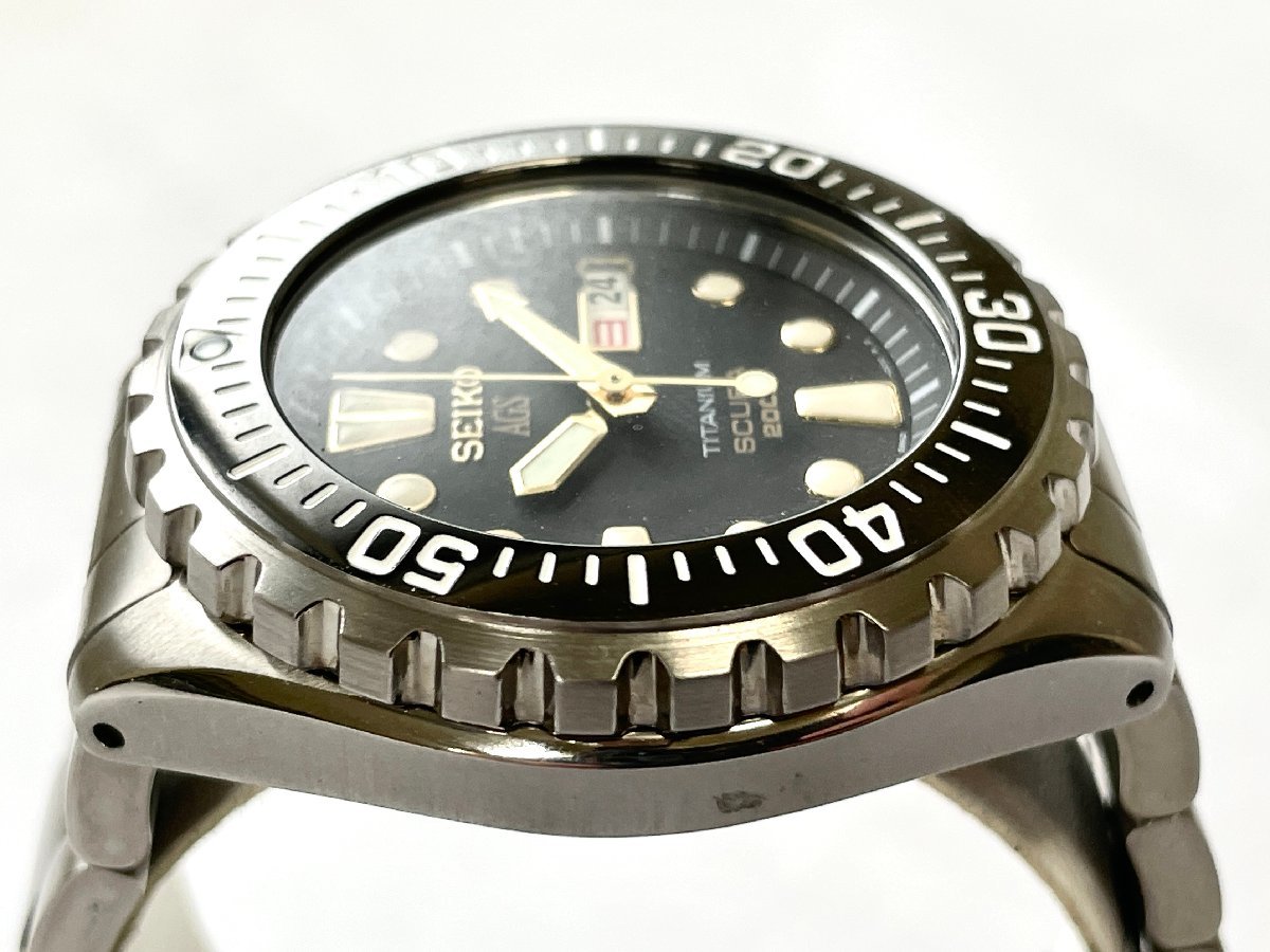 1円スタート☆【SEIKO】セイコー 5M43-0010 AGS TITANIUM SCUBA ワンピースケース チタン 腕時計 質屋 ユニオン 中古AB品_画像4