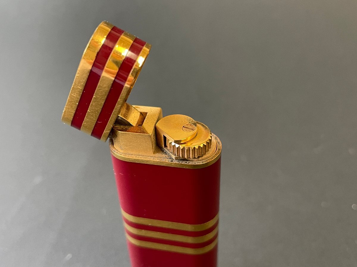ボルドー ボーダー ゴールド ガスライター オーバル ローラー 着火確認済み 喫煙具 スイス製 タバコグッズ 質屋 ユニオン 中古AB品_画像5